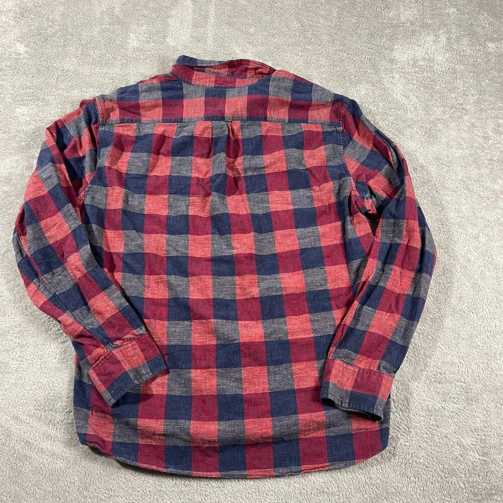 J. Crew Red Blue Plaid Check Homespun Collar Slim Shirt XL Button Down Outdoorsy